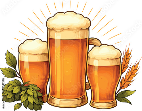 Golden beer trio: refreshing lagers with hops and wheat elements