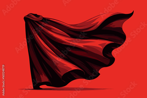 Dramatic red cape illustration | majestic cloak design with flowing, bold curves
