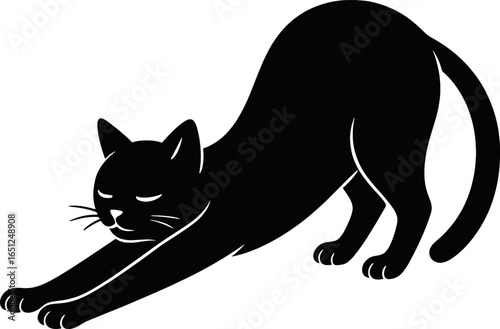 Elegant cat stretch vector art | minimalist feline silhouette design