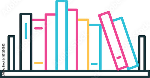 Colorful minimalist bookshelf design | vibrant, modern, simple aesthetic vector art