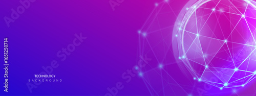 Technology globe AI banner. Big data wireframe web background. Artificial Intelligence futuristic lowpoly circle connect vector design.