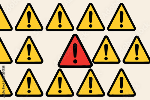 Exclamation warning signs vector: caution symbols, danger icons, alert triangles