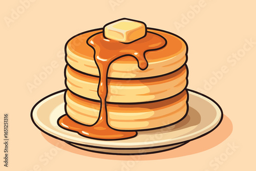 Fluffy pancake delight: tasty breakfast inspiration with syrup and butter for perfect morning