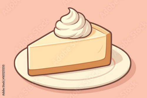 Creamy cheesecake delight vector: a slice of sweet heaven with whipped topping