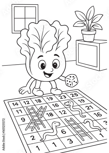 coloring book lettuce playing snakes and ladders.
