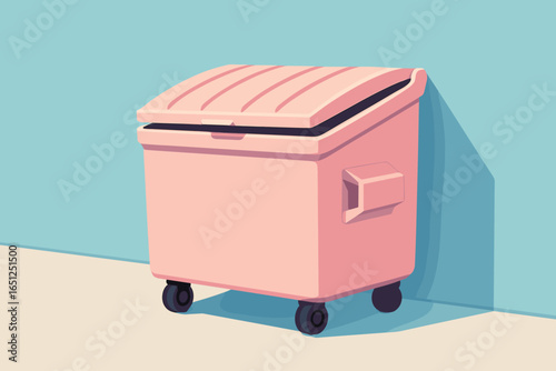 Playful pastel dumpster design | minimalist and colorful waste bin art for creative spaces