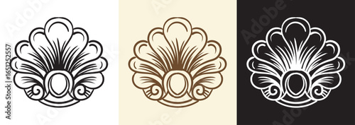 Set of swirl hand drawing design elements seashell illustration