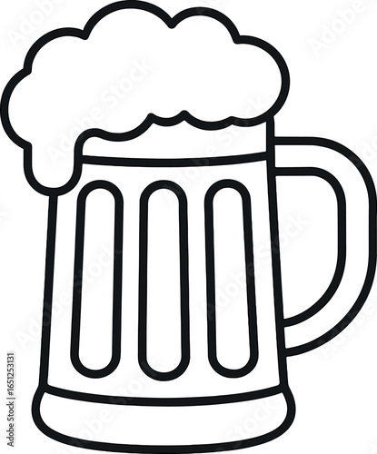 Foamy beer mug vector | simple pint glass design, frothy brew icon, tavern graphics