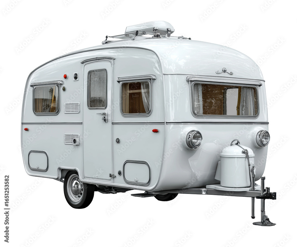 Naklejka premium Vintage camper trailer adventure vehicle nature isolated on transparent background