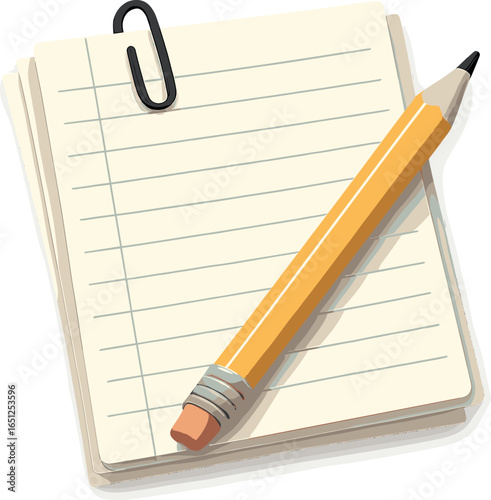 Note taking essentials vector: simplified notebook and pencil design for effective composition