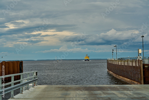 car ferry crossing the baltic sea to Hailuoto in Finland.