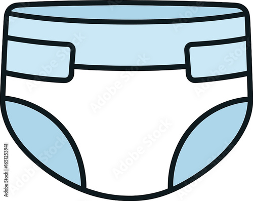 Minimalist baby diaper design | simplistic infant nappy | modern child care icon vector