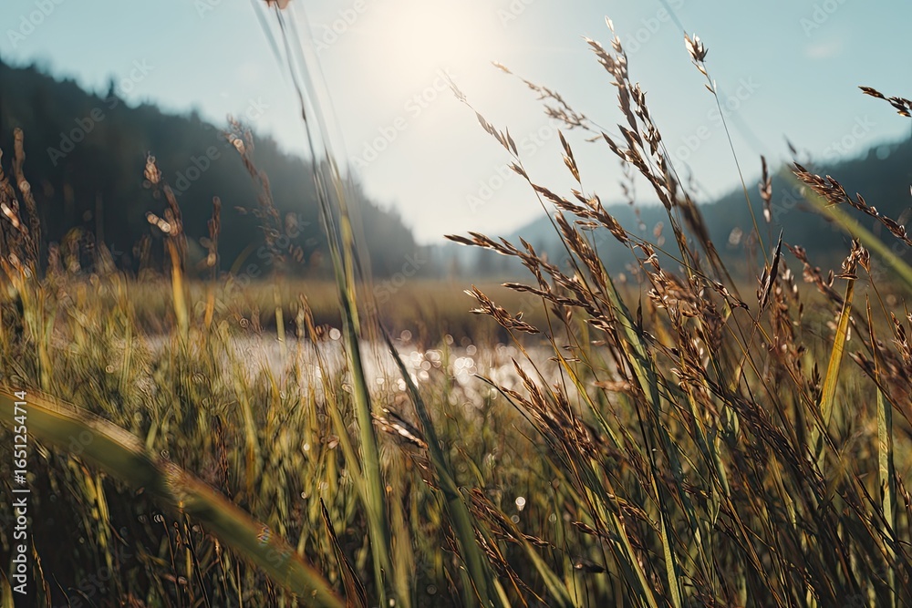 Fototapeta premium Lush meadow at dawn