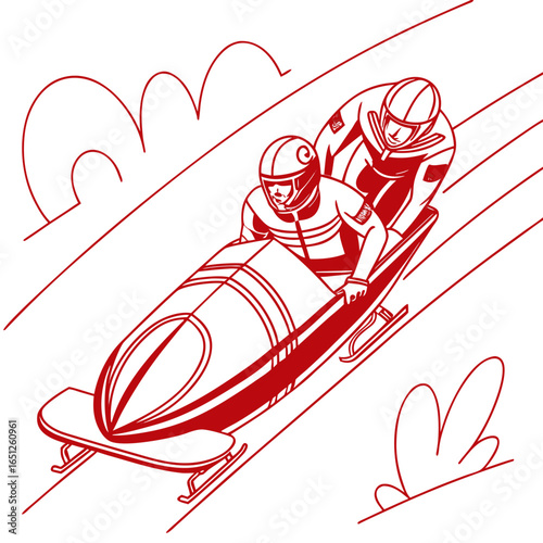 Bobsled team racing down a track winter sport olympics
