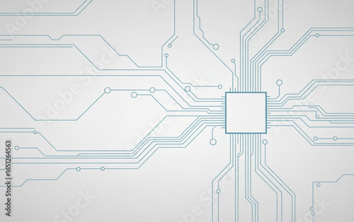 Abstract technology background with circuit board pattern and digital lines for a futuristic engineering design