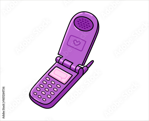 Old vintage flip phone icon. Retro mobile cell phone. Isolated vector illustration.