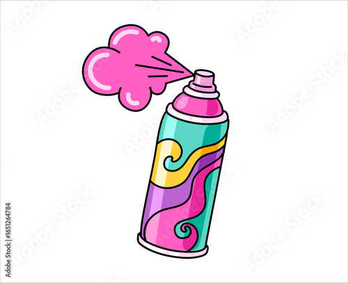 Aerosol, paint, graffiti spray can cartoon icon. Isolated vector illustration.