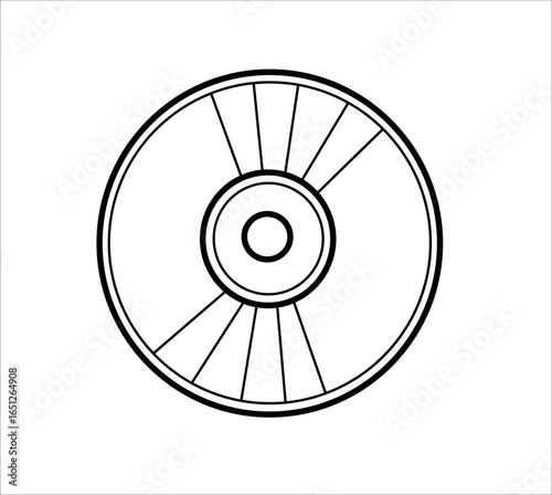 Compact disc comic style element. Music disc. Outline icon. Isolated vector illustration.