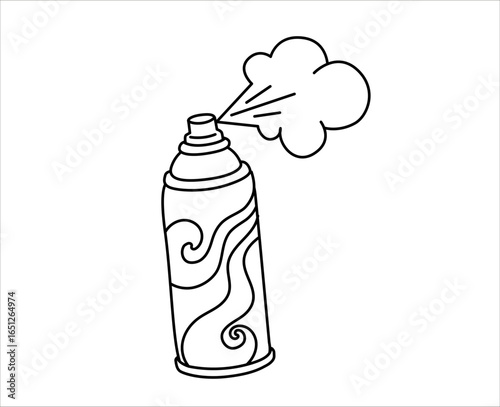 Aerosol, paint, graffiti spray can outline icon. Isolated vector illustration.