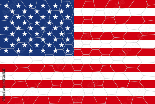 Flag of United States with Soccer Goal Net. Football Championship Concept. Vector Illustration.