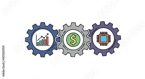 Conceptual gears representing business growth and financial stability