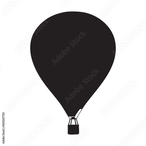 Hot air balloon black silhouette vector illustration graphic design element for travel adventure and sky