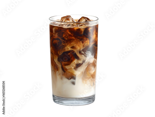 Wallpaper Mural Iced Coffee Perfection: A refreshing iced coffee beverage, showcasing the elegant dance of coffee, milk, and ice cubes in a tall glass. Torontodigital.ca