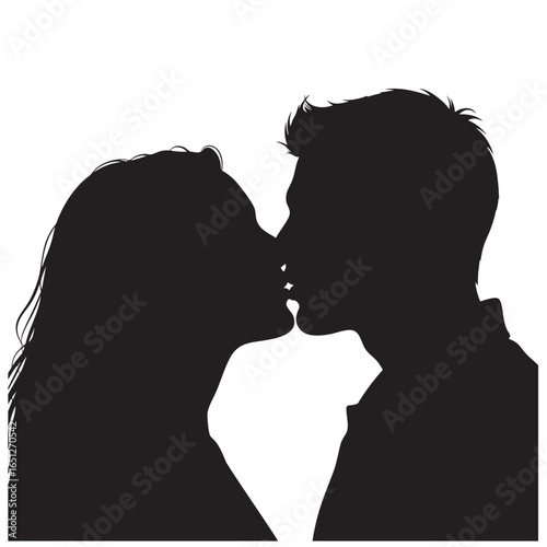 Silhouette of couple kissing love romance relationship passion affection tenderness togetherness forever happy