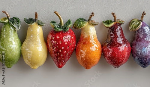Colorful ceramic fruit figurines