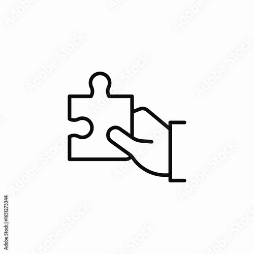 hand holding puzzle icon sign vector