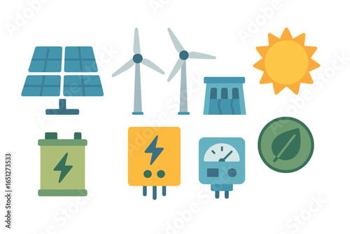 Innovative energy sources represented in vector illustration