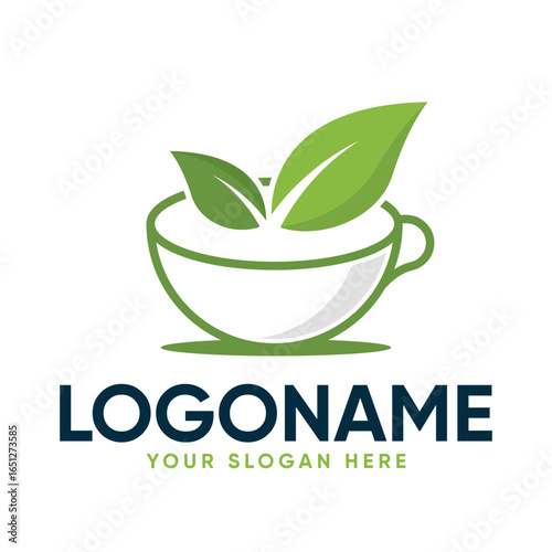Green Tea Leaf Cup Logo