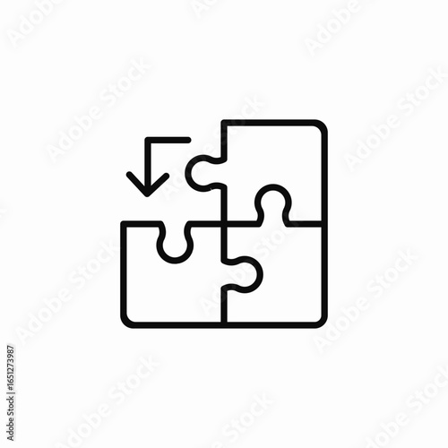 puzzle arrow down icon sign vector