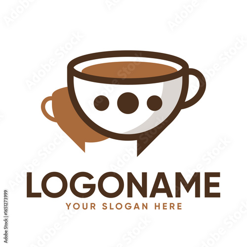 Coffee Cup Chat Bubble Logo