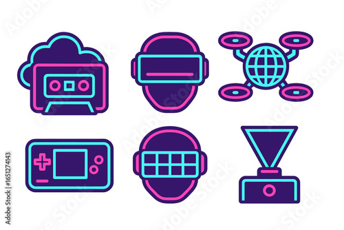 Vector illustration of retro gaming and modern technology elements