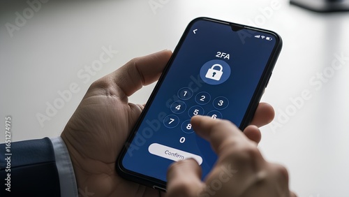 Wallpaper Mural Person using smartphone for two factor authentication secure login process Torontodigital.ca
