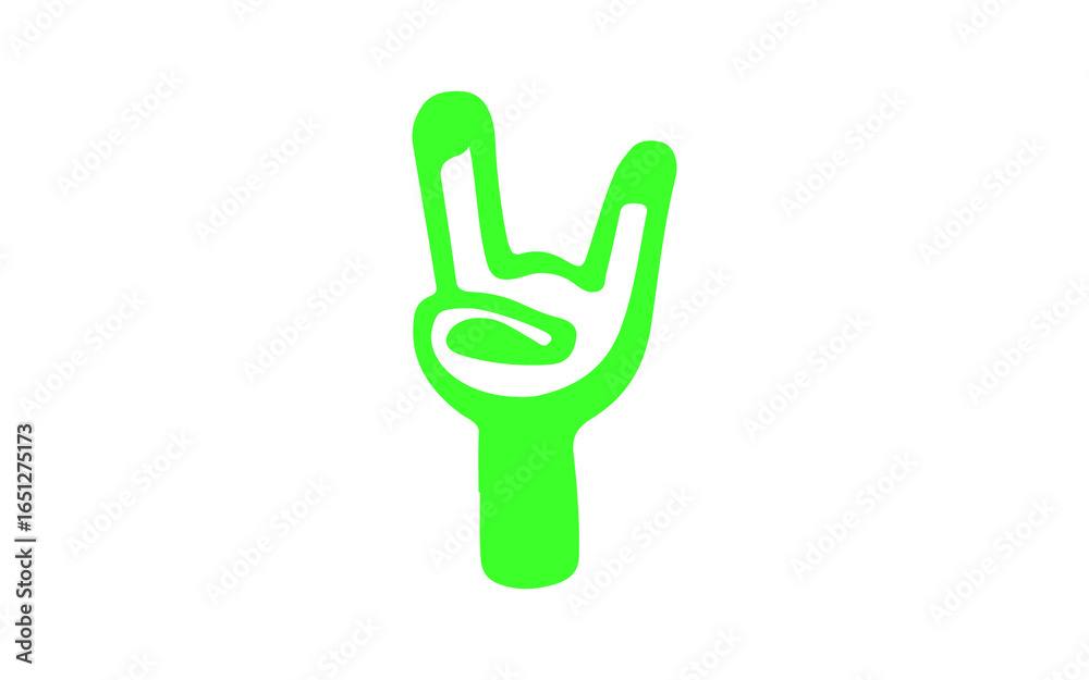 Fototapeta premium green hand holding a cable doodle.