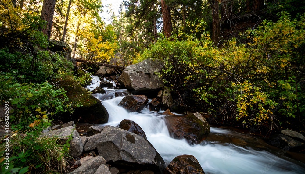 Obraz premium Autumn stream cascading over rocks