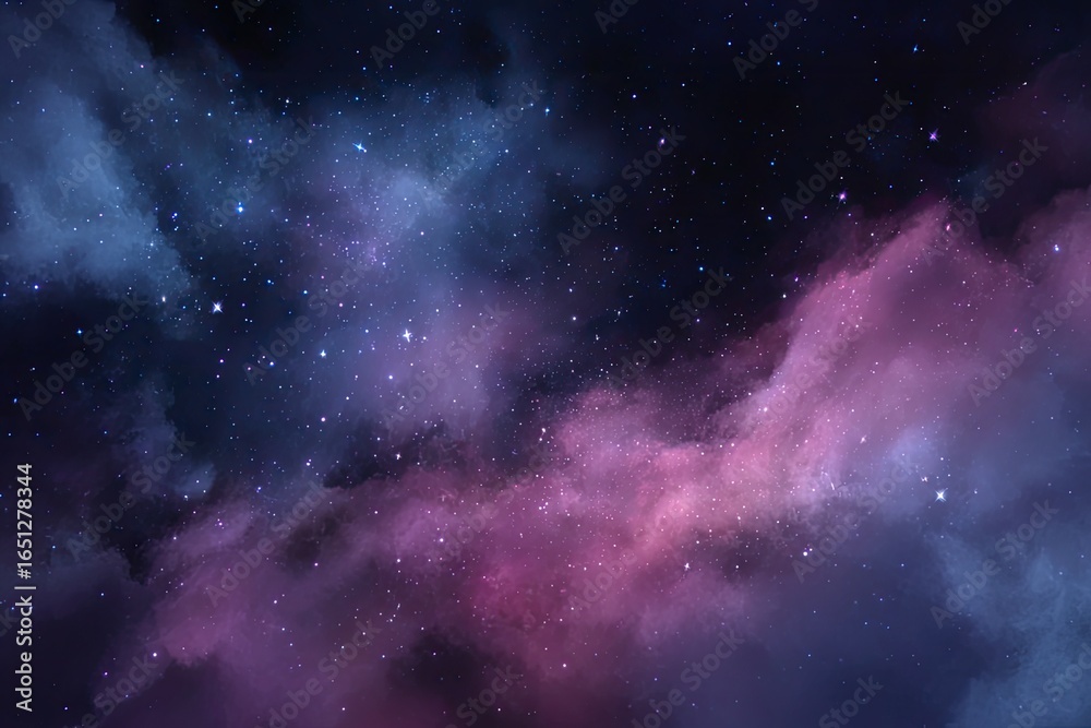 Fototapeta premium Night sky, vibrant nebulae, distant stars