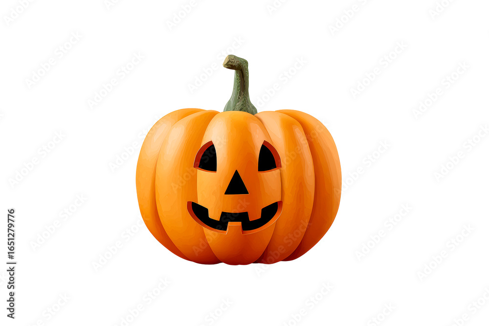 Fototapeta premium Bright orange Halloween pumpkin with carved face