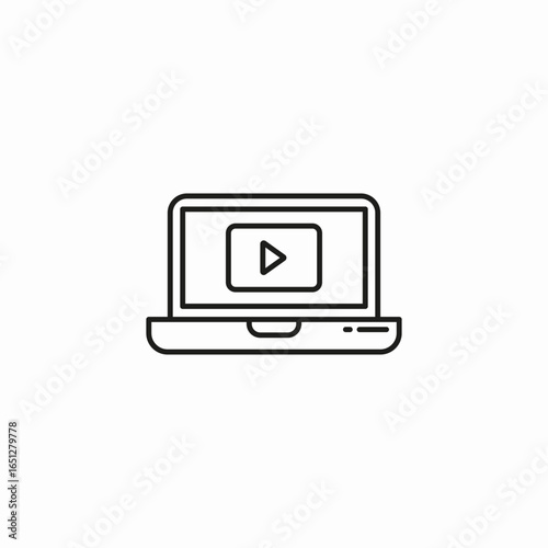 video player laptop icon sign vector