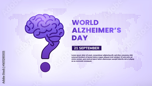 World Alzheimers Day Illustration With Brain and Question Mark Symbol