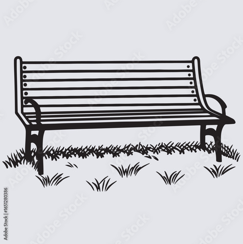 park bench symbol silhouette vector art illustration, bench in the park