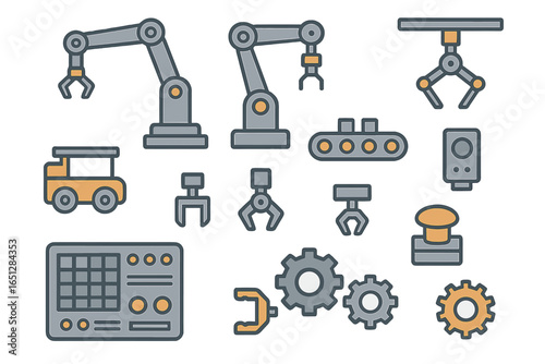Industrial automation elements in vector illustration design