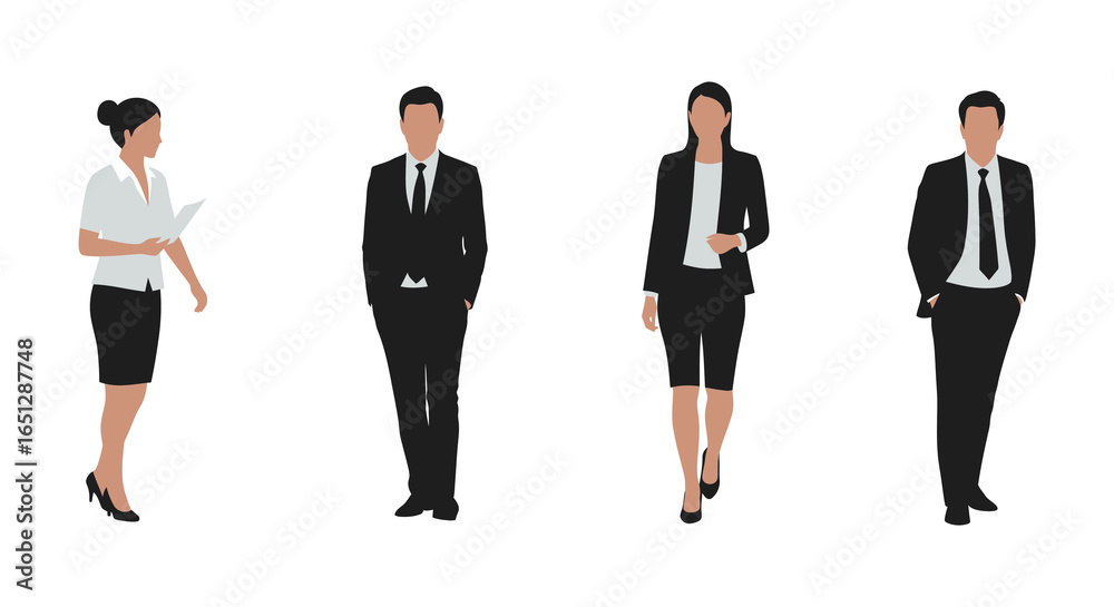 Business People Silhouettes in Formal Attire Business People Silhouettes in Formal Attire