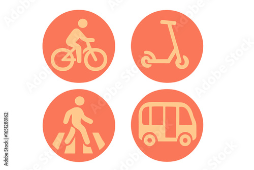 Vector illustration of various modes of urban transport icons
