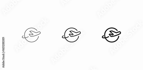 airplane travel around world icon sign vector