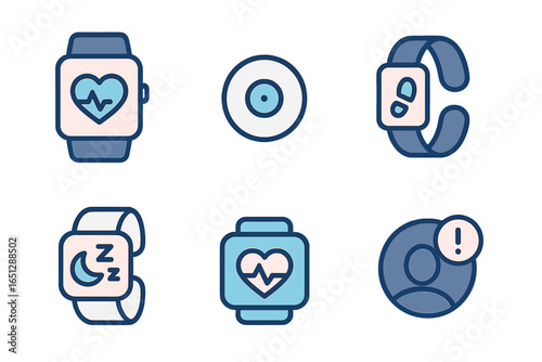Vector illustration of various smartwatches and fitness trackers
