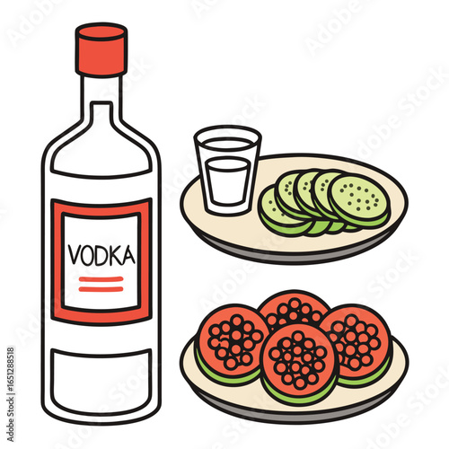 Vodka with Cucumber and Guava Snacks - Illustration