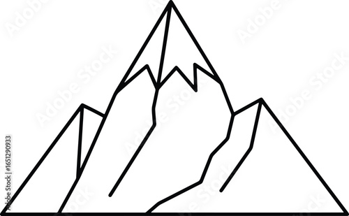 Simple line drawing of a mountain with a snowy peak.